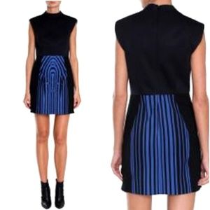 NEW Tibi Black Dress with Blue Zebra Print Size 10